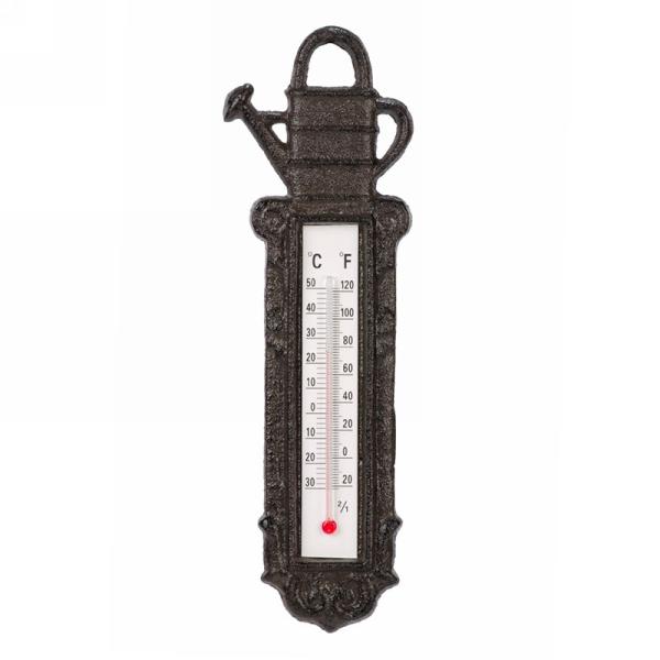 Metal watering can thermometer - Brown
