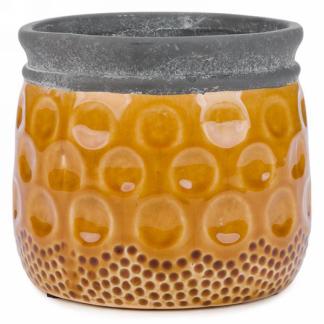 Ceramic pot - Ocher with grey top