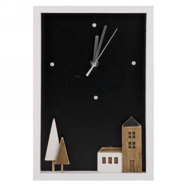 Wall clock houses & trees - Black & white