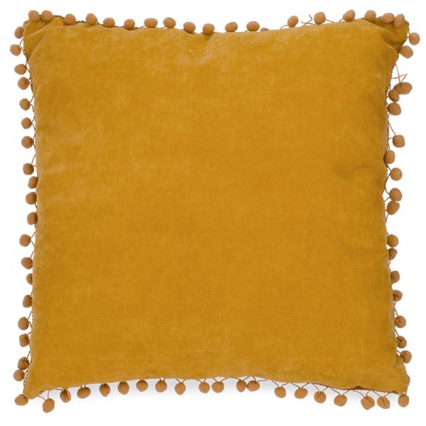 Coussin Pompons - Jaune Moutarde