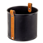 Mini Planter with Leather Handle - Black - Small