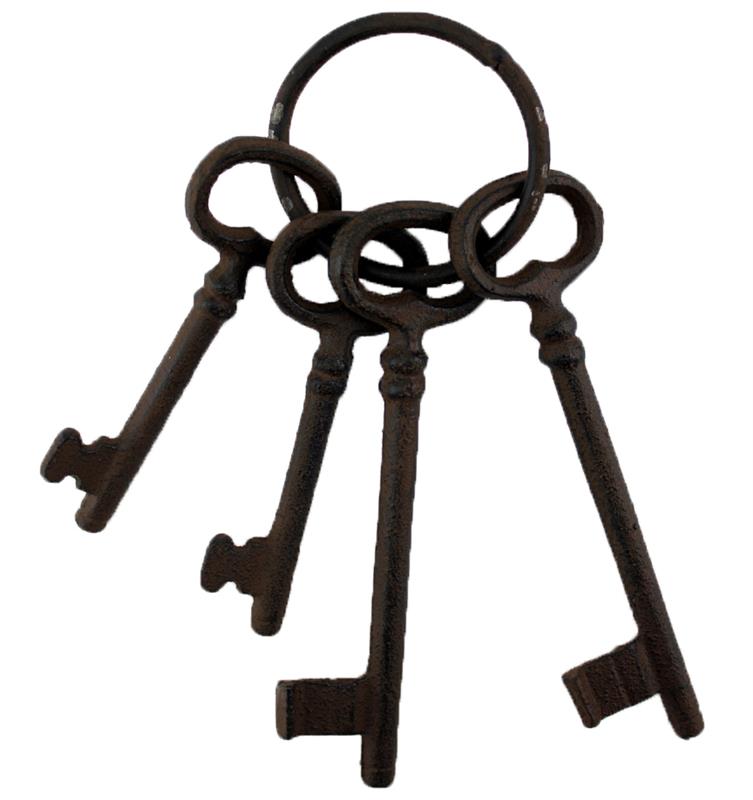 Cast Iron Keys on Ring - Black/Brown