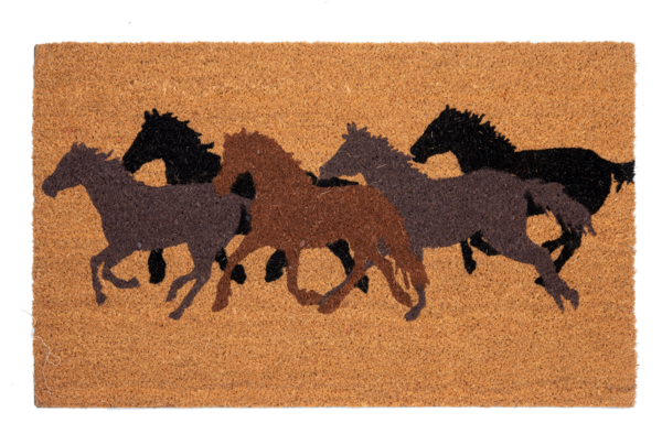 Running Horses Doormat - Brown