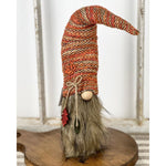 fall leaf gnome with fluffy brown beard lefs oh hat and beard brown and orange hat