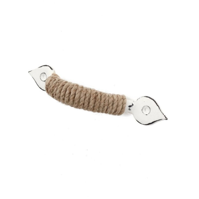 Silver metal handle with natual jute perfect for wooden cabinets