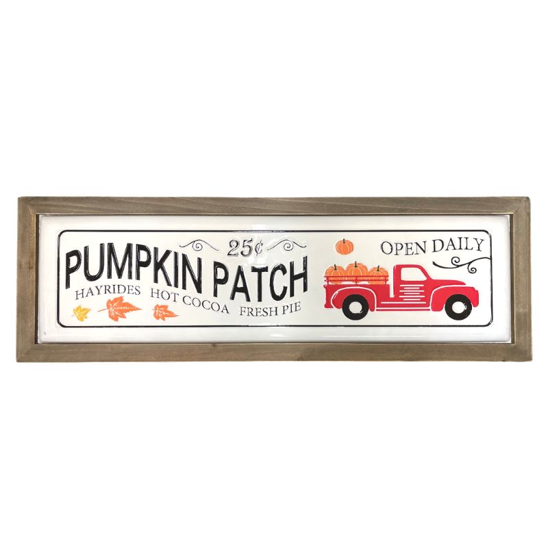Framed Pumpkin Patch Plaque - Black & White