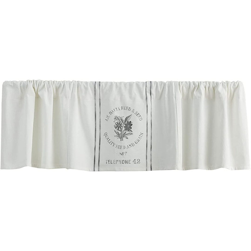 Seed Sack Valance - White and Grey