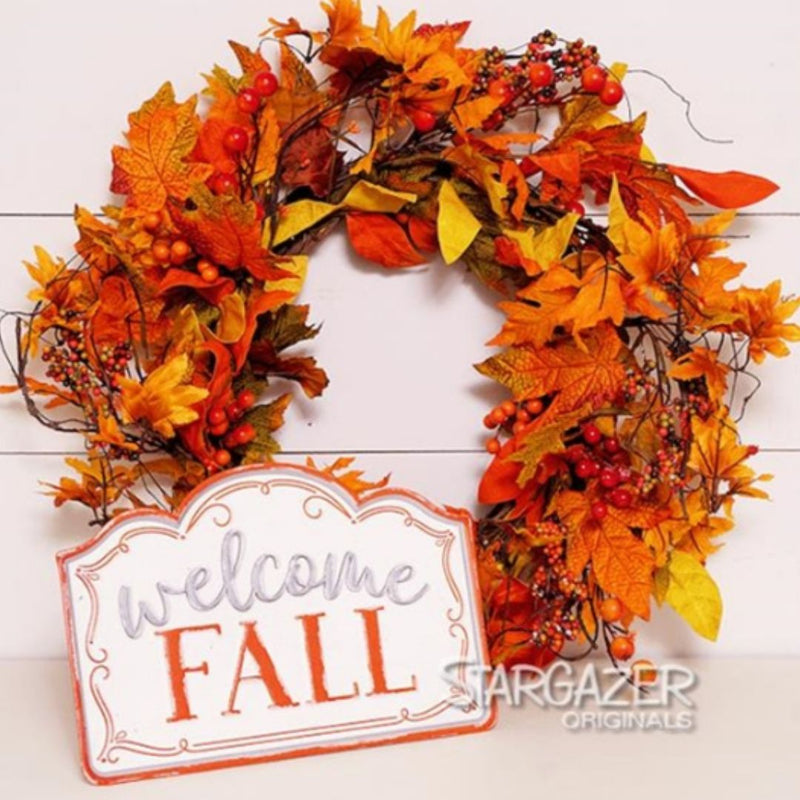 Welcome Fall Table Sign - White and Orange