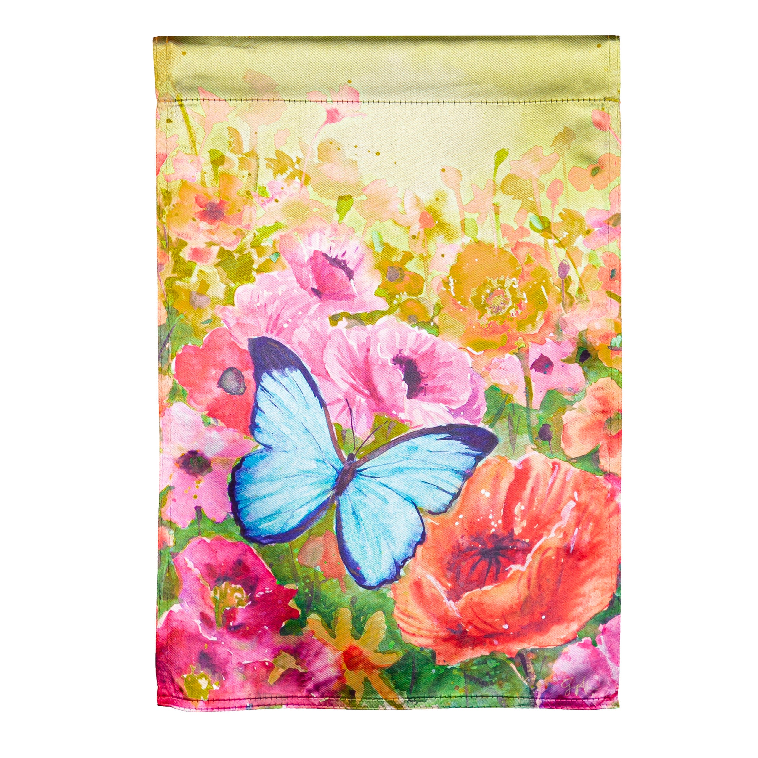 Petit drapeau lustré de jardin - Coucher de soleil papillon