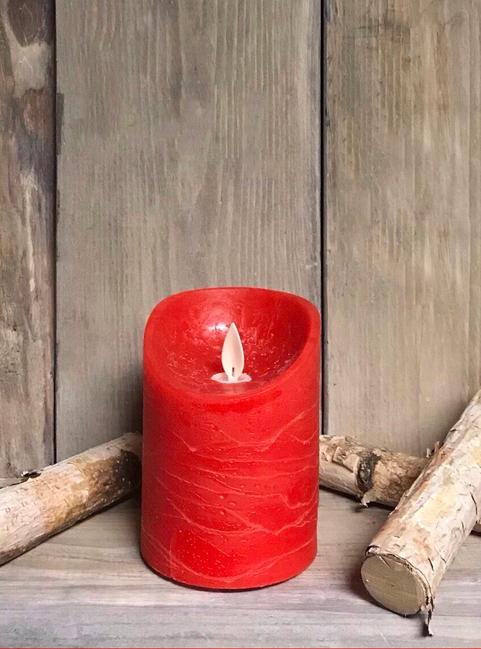 Small Moving Flame LED Pillar - Red Finish