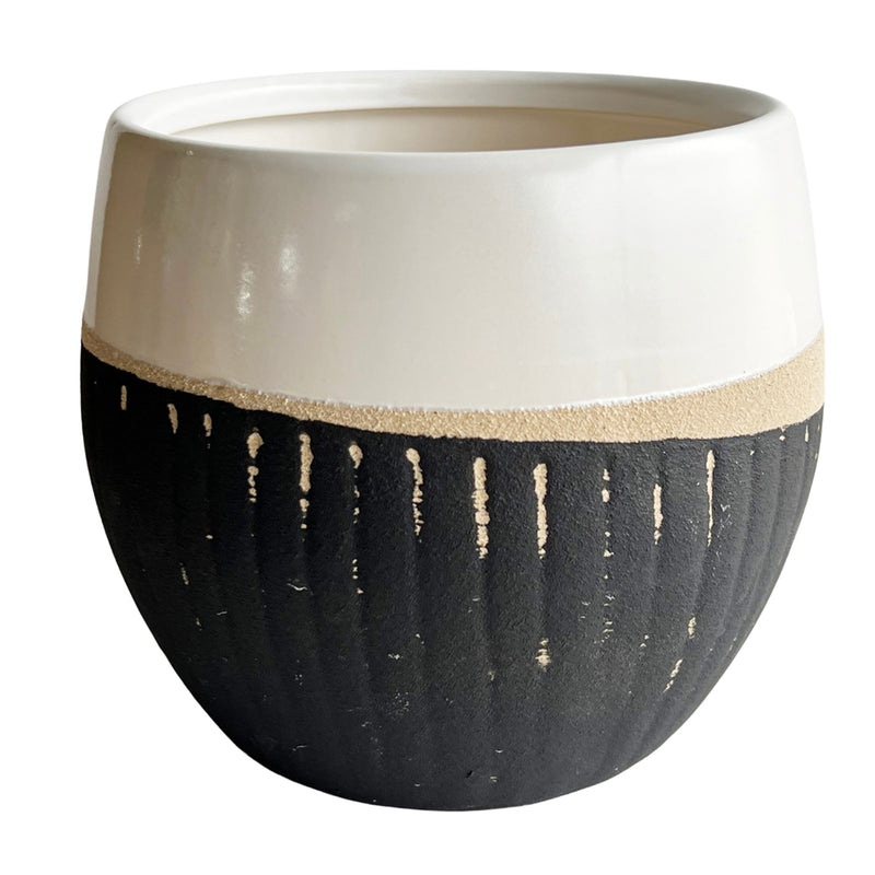 Large Jennilyn Ceramic Round Vase - Two Tone
