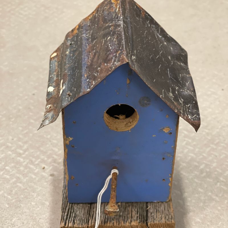 Wood Bird House - Mini Blue