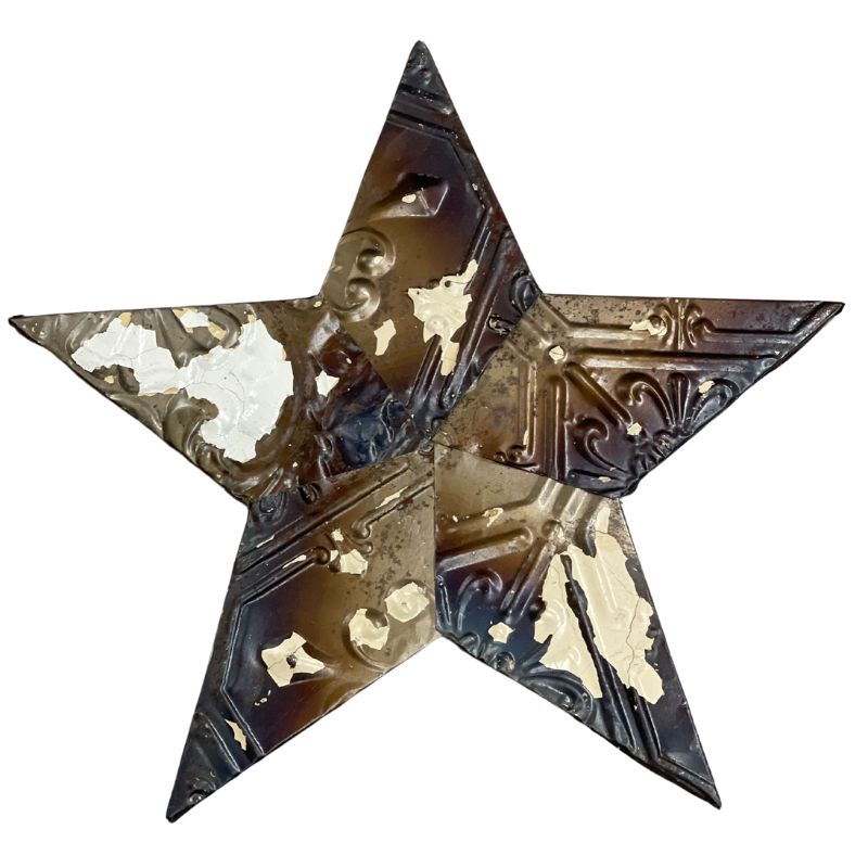 Tin Large Star - Brown & Beige