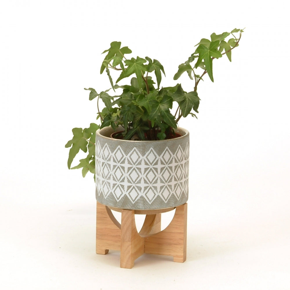 Pot on wood stand - Multi