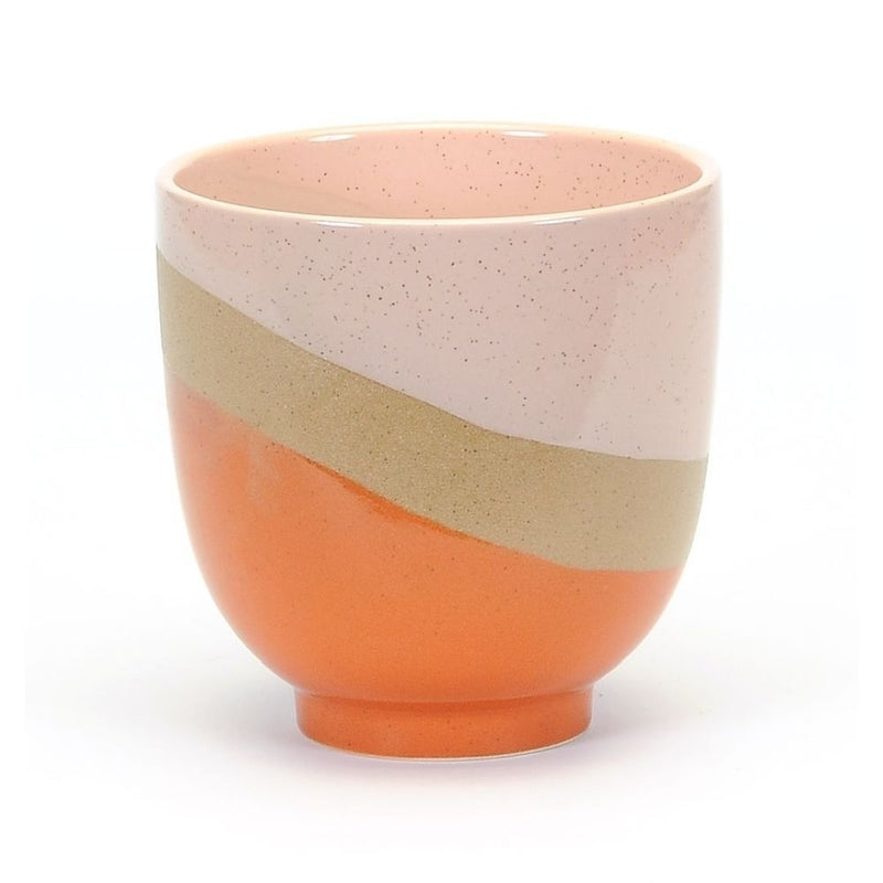 Medium Bright Raised Base Pot - Orange/Pink/Sandstone