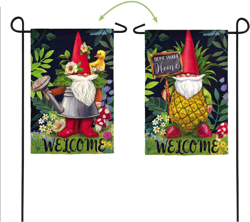 Reversible Gnomes in The Garden - Garden Suede Flag