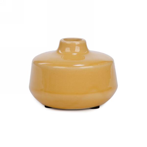 Flat ceramic vase - Mustard Medium