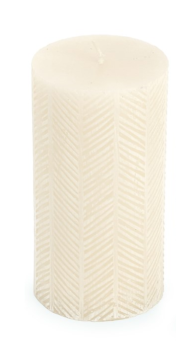 Tall Herringbone Candle - Ivory