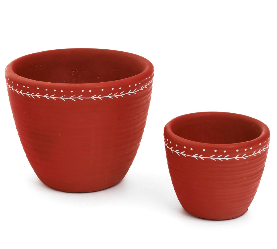 Small Cement Planter - Red