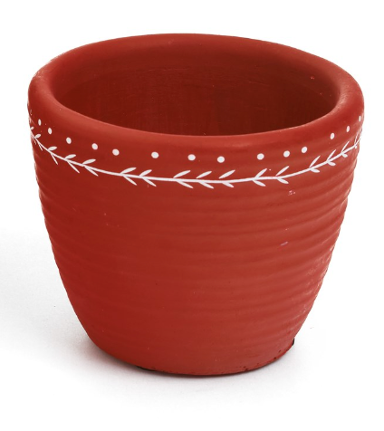 Small Cement Planter - Red
