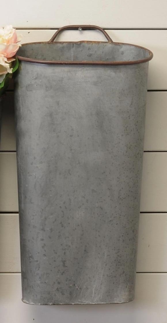 Large Galvanized Wall Vase - Grey