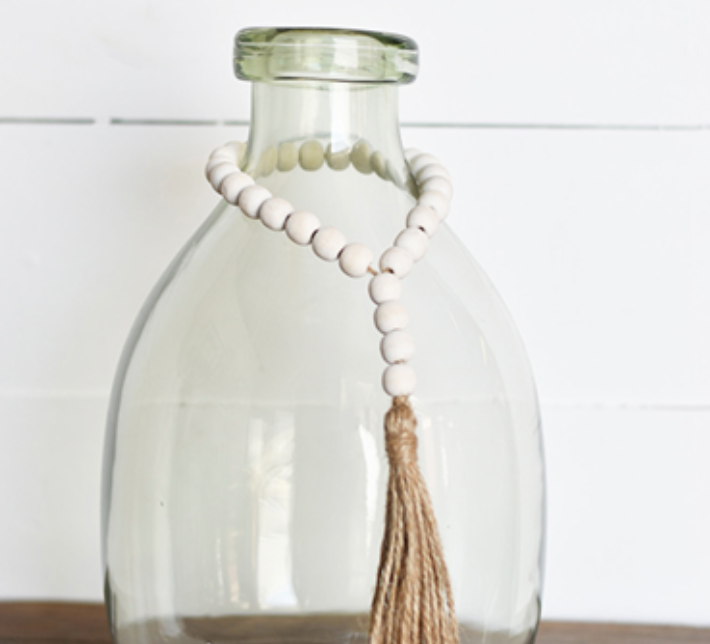 Washed Bead with Tassle - Beige